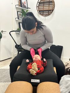 pediatric chiropractic care performed by Dr Kim on a weeks old baby